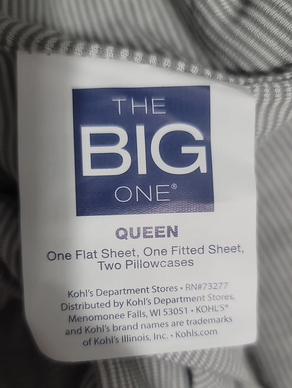 The Big One Gray Queen Sheet Set with Subtle Stripe